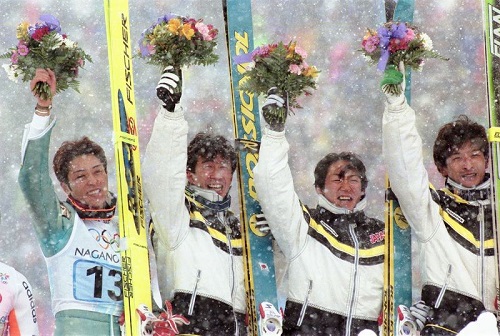 1998年長野オリンピック 雪の中のフラワーセレモニー メダル授与は別会場