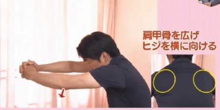 NHKあさイチの自分で治す腰痛特集！理学療法士が指導する肩甲骨の動かし方。肩甲骨を広げて肘を横に向ける