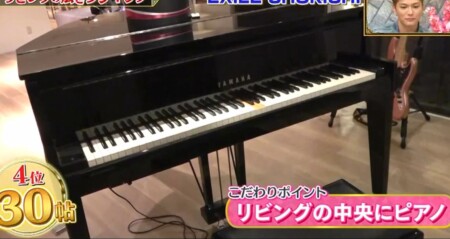 EXILE SHOKICHIの自宅 リビングにはヤマハのグランドピアノ