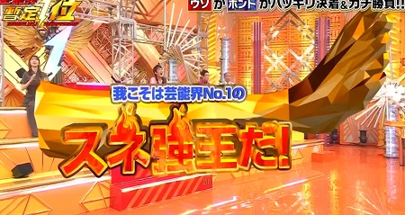 スネ強最強芸能人No.1「スネ強王」決定戦の出演者と結果を総