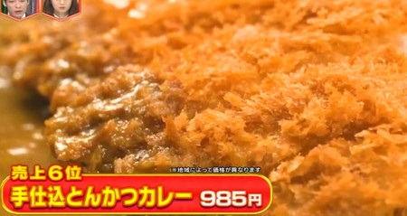 林修のニッポンドリル ココイチカレーメニュー売上ランキング上位ベスト10一覧