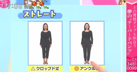NHKあさイチ 骨格診断のどんな骨格でも似合う万能パンツ ストレートはアンクル丈