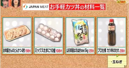 林修のニッポンドリル ジャパンミートレシピ一覧 カツ丼の材料