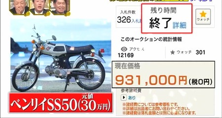 宝の山2022秋 旧車バイク結果 ホンダ ベンリィSS50は93万1000円落札