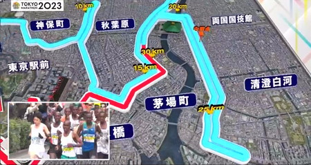 東京マラソン2023 コースマップ 25kmから30km