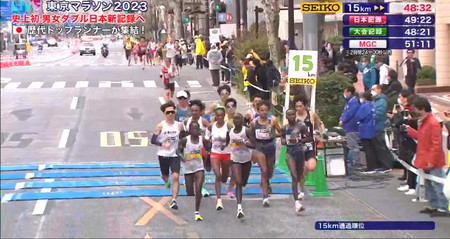 東京マラソン2023 コース通過時間 女子15km
