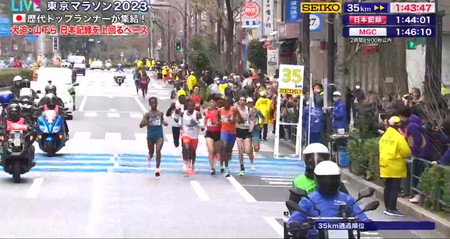 東京マラソン2023 コース通過時間 男子35km