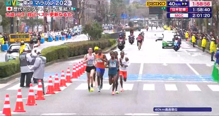 東京マラソン2023 コース通過時間 男子40km