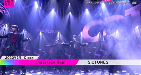 CDTV30周年 ランキング1位曲 SixTONES Imitation Rain