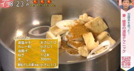 あさイチ減塩レシピ 味噌汁の材料