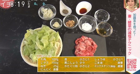 あさイチ減塩レシピ 肉野菜炒めの材料