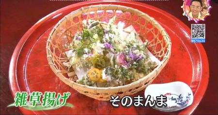 雑草料理 美山荘の雑草の天ぷら チコちゃん