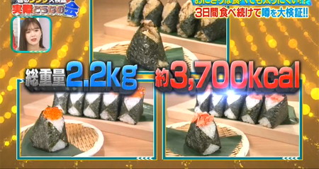 それって実際どうなの会のおにぎりダイエット2日目の食事メニュー