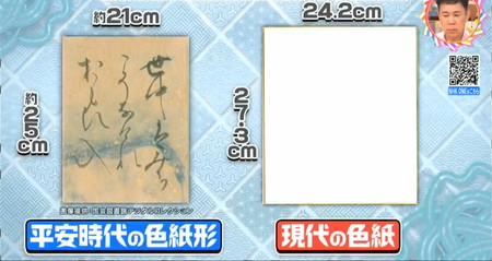 平安時代の色紙形と現代の色紙の比較