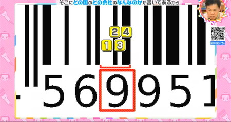 バーコードの白黒の線と数字の対応